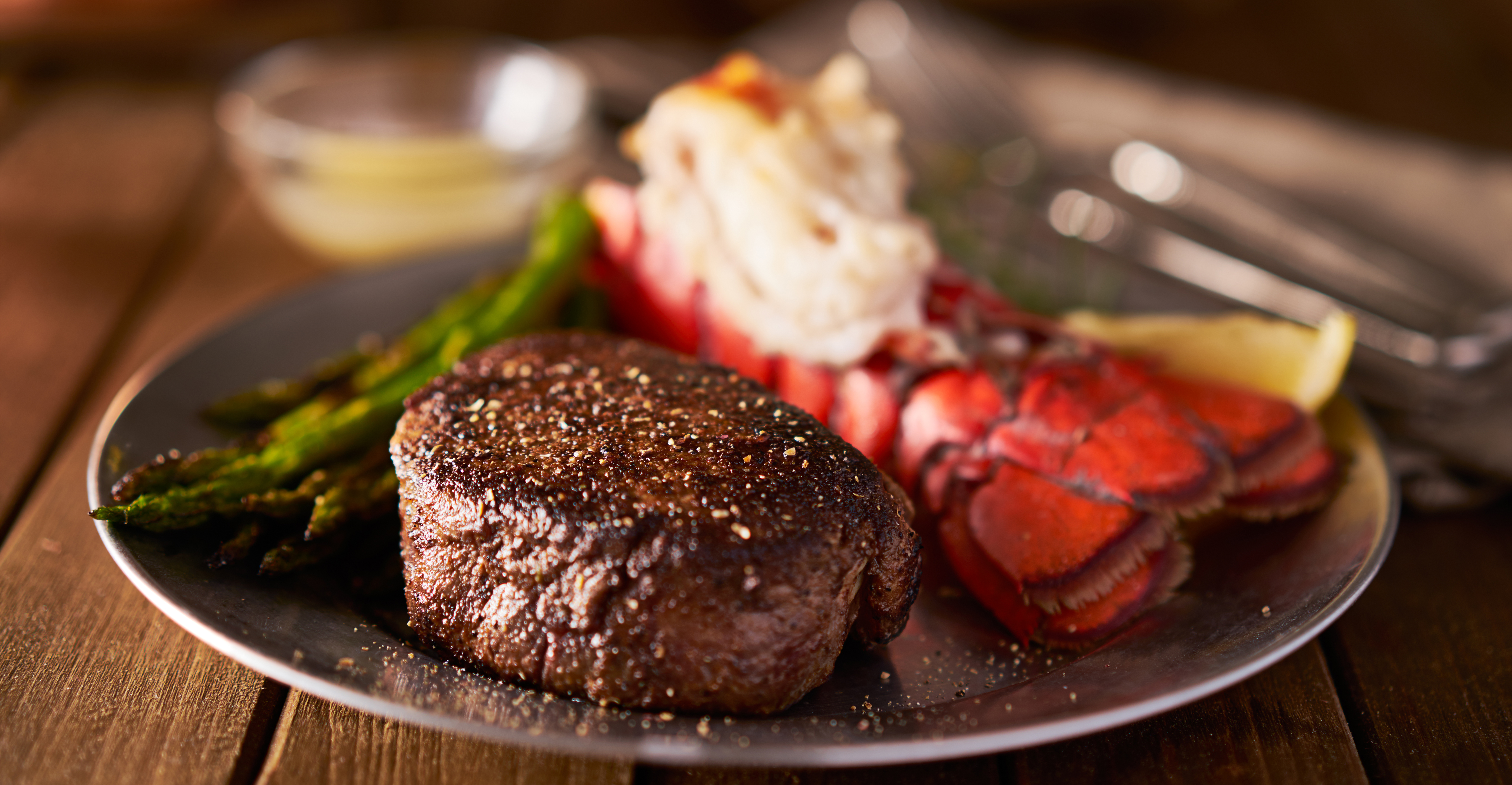 filet mignon steak with lobster tail surf and turf meal