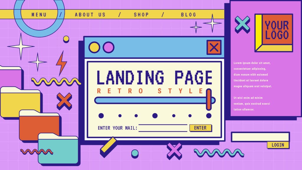 2 Retro branding Hand drawn retro Landing page